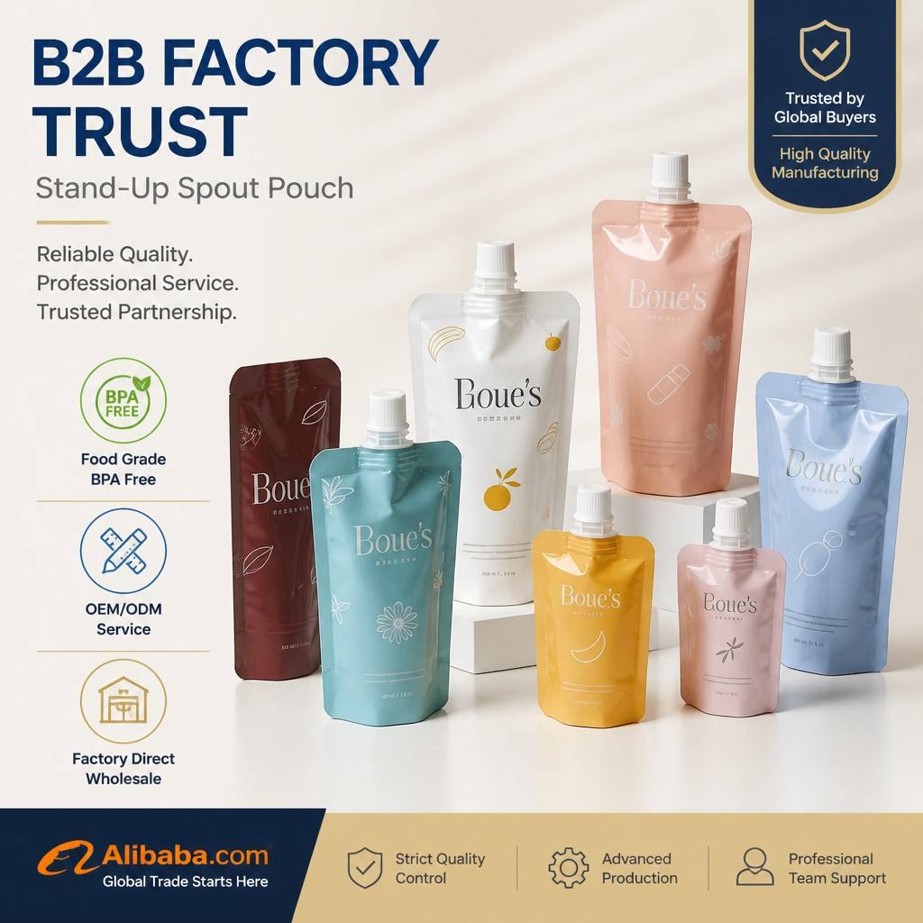 Custom Stand Up Spout Pouches for Juice, Baby Food & Beverage Packaging