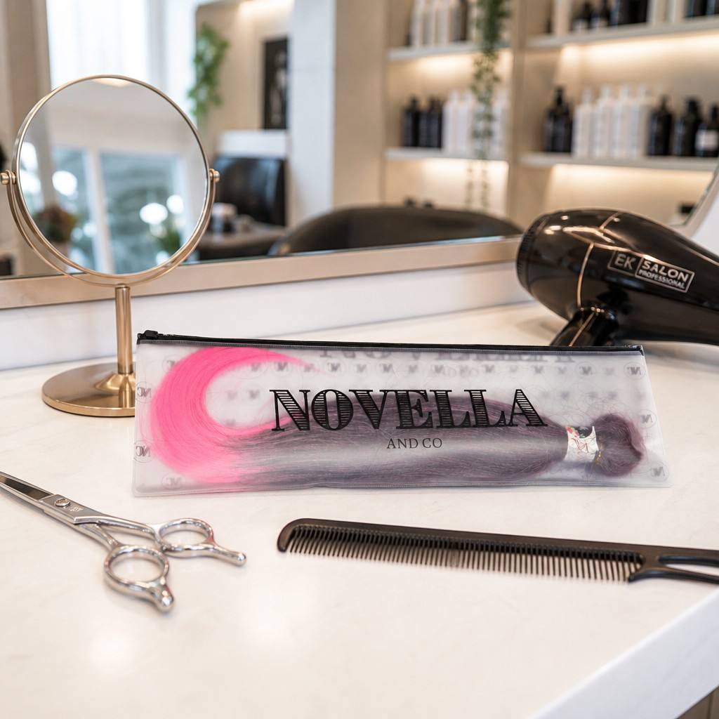 Custom Transparent Zipper Bag for Wig Packaging | Clear Plastic Hair Extension Storage Bag with Logo Printing