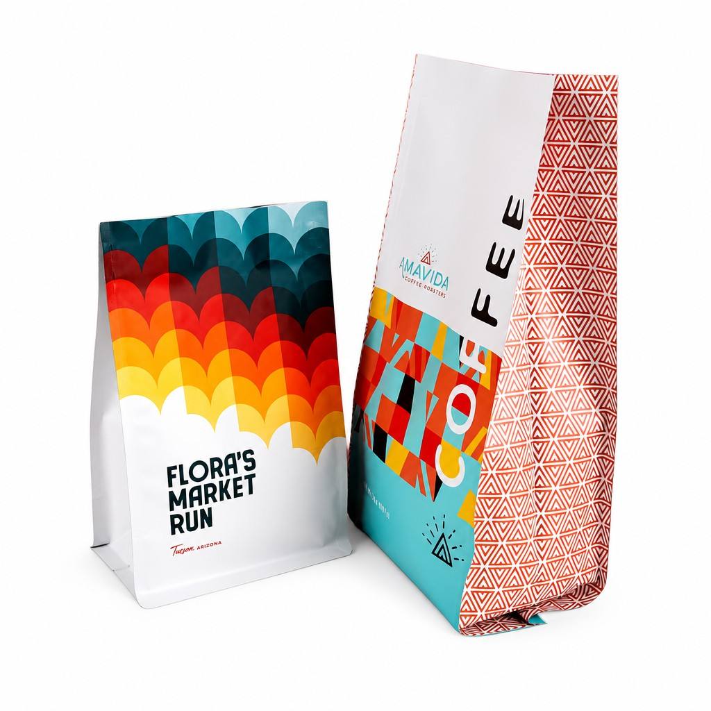 Custom Printed Side Gusset Coffee Bags | Premium Box Pouch Packaging for Coffee, Tea & Food Products