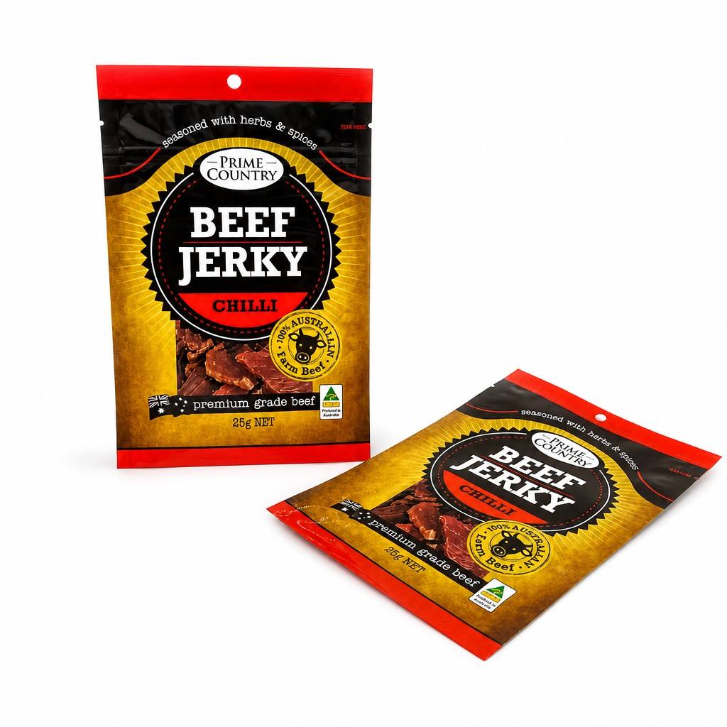 Custom Beef Jerky Packaging Bags | Printed Stand Up Pouch with Zipper for Dried Meat Snacks